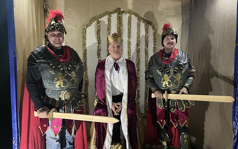 King Herod, played by Ed Hawkins, and his guards, Lynn Cole and Bob Alderson, awaited the birth of baby Jesus in Mt. Moriah Baptist Church’s Live Nativity Friday, December 5.
