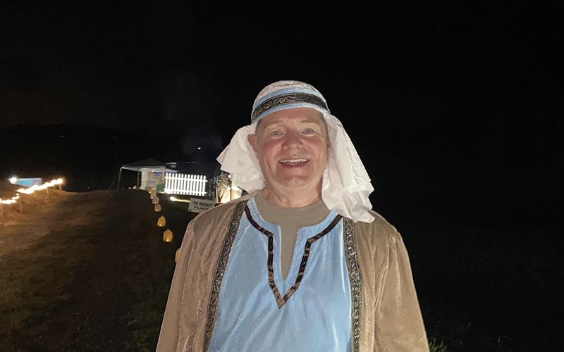Joel Collis greeted attendees of Mt. Moriah Baptist Church’s Live Nativity drive-thru event Friday, December 5.