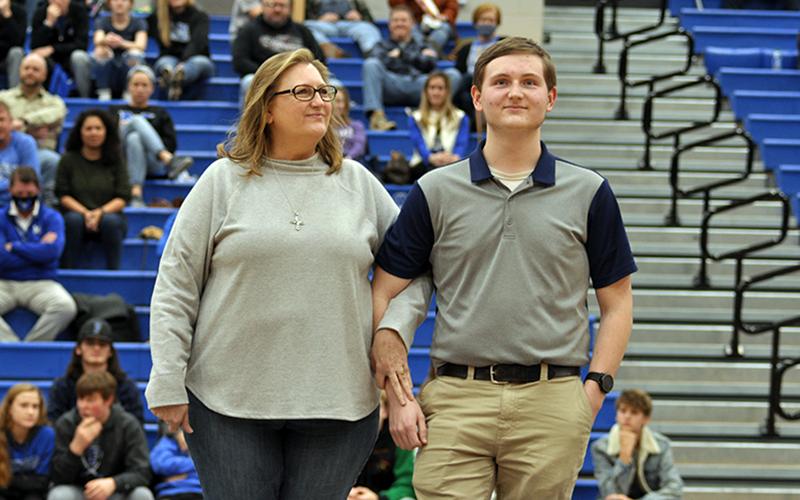 Fannin County High School honored their seniors Friday, January 15. Videographer Christian Jensen is shown with his mother, Joyce Jenson.