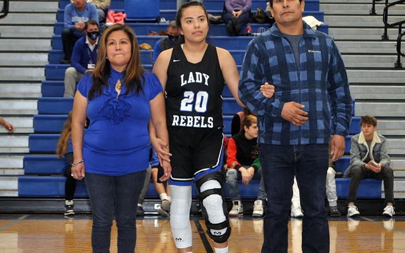 Fannin County honored their basketball seniors Friday, January 15. Senior Prisila Bautista is shown with her parents, Elvia and Victor Bautista.