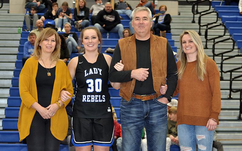 Fannin County honored their basketball seniors Friday, January 15. Shown during the ceremony are, from left, mother, Noreen Thomas; senior, Natalie Thomas; father, James Thomas; and sister, Brooke Thomas.