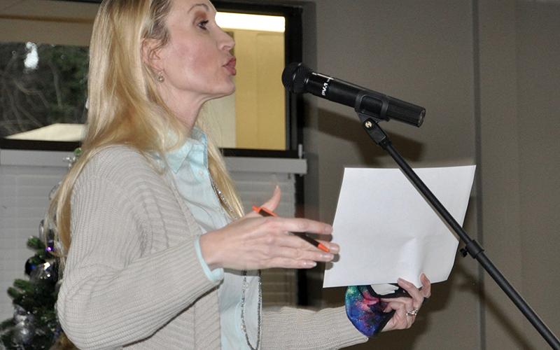 Executive Parking Systems General Counsel Shelli Wojohn addresses accusations made against the company by Councilman Nathan Fitts during a regular council meeting Tuesday, January 12.
