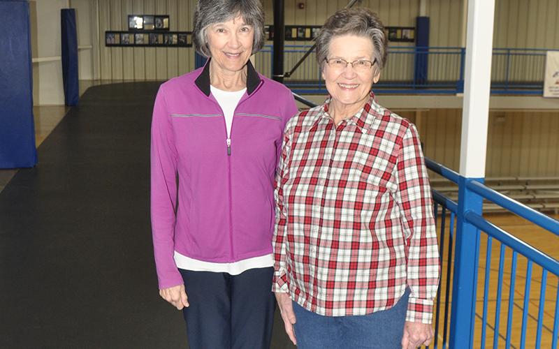 Lisa Crawford, left, and mother Jo-Ann Ralston take advantage of Fannin County Rec Center's upstairs walking track Friday, January 29.