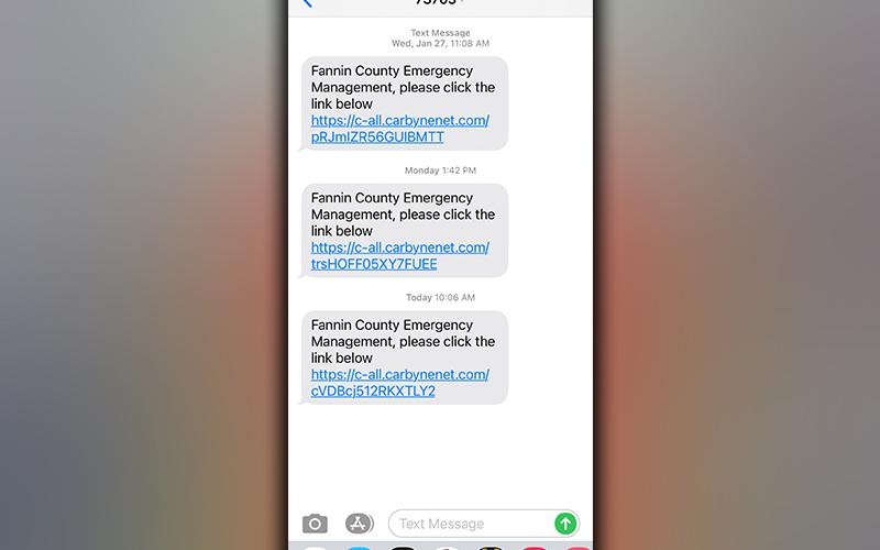 You need help and have called 911. Even if you have poor cell phone service or can't talk for some reason, the Fannin County E-911 center can still get help on the way. These screen shots show what you'll see. An automatic message is sent to every cell phone call placed. Using a smartphone, these screens appear in sequence, showing how to allow the phone to be used for an exact location, the camera so your situation can be viewed, and the screen allowing a text message.