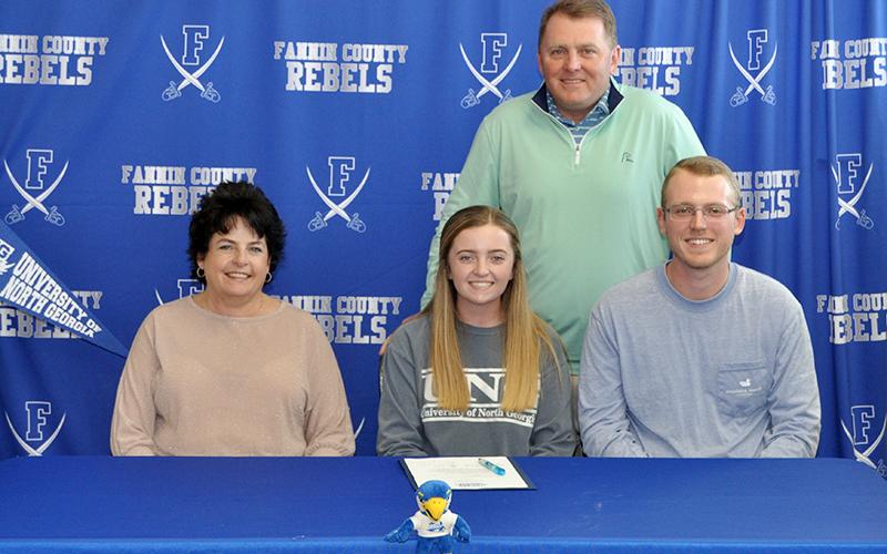 Lainey Panter signed a golf scholarship to play at the University of North Georgia, Wednesday, February 10. Shown after the signing ceremony are, from left, front, mother, Lorraine Panter; golfer, Lainey Panter; and brother, Austin Panter; and back, father, Kevin Panter.