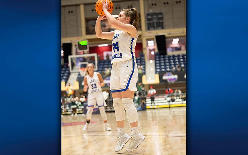 Abby Ledford shoots a jump-shot during Fannin County’s state championship game against Josey High School Thursday, March 11.