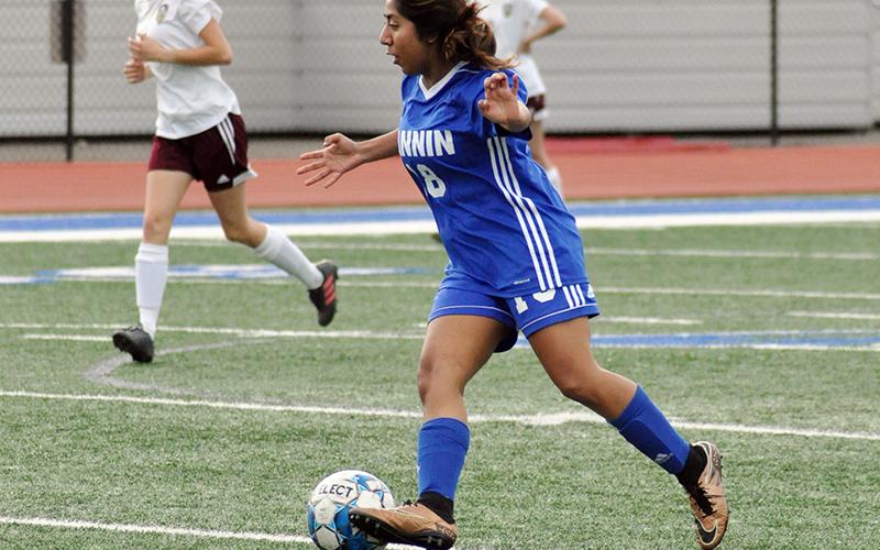 Samantha Rosas attacks the goal in the Lady Rebels 6-0 win against Dade County Monday, March 22.