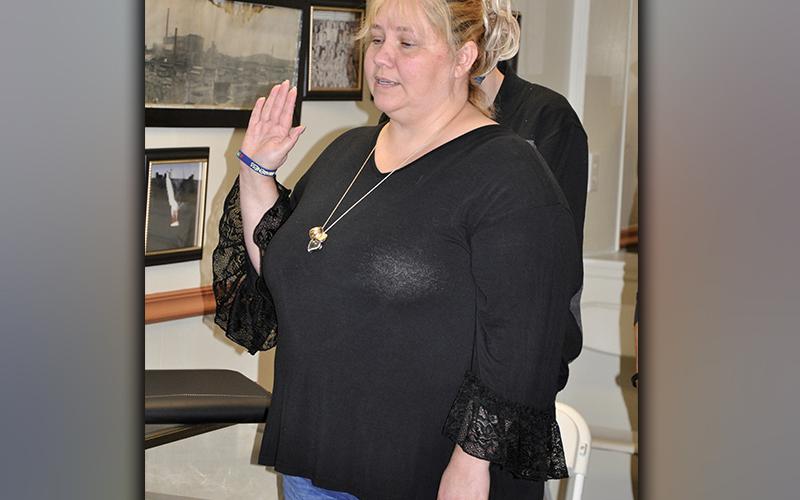 Elizabeth Grimes was sworn in as a Copperhill alderman Monday, March 8. Grimes is replacing Horace D. West who resigned last month.