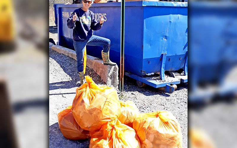 Fannin County Adopt-A-Road Program participant Robin Fry and her husband, Larry, picked up five bags of garbage on Windy Ridge Road and Industrial Park Road last week.