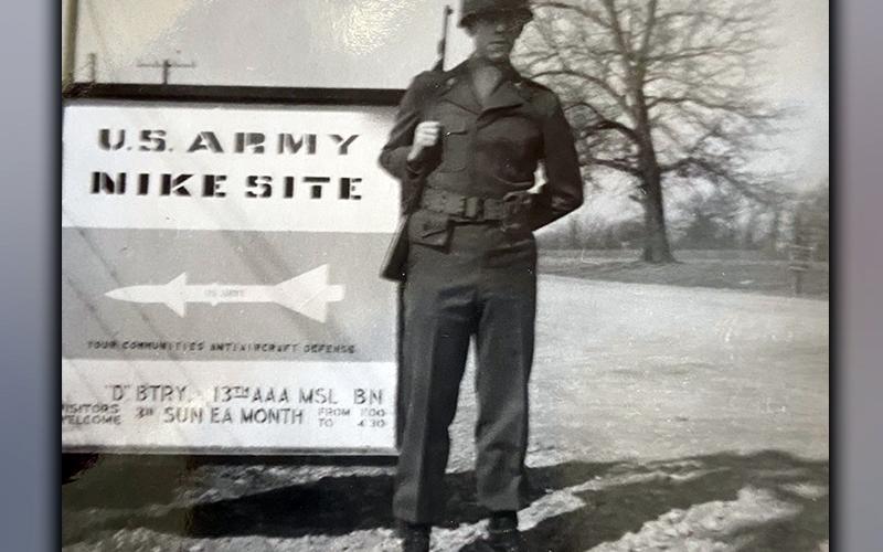 Army Veteran Nick Wimberley served his country as a mission launch panel operator near Chicago for three years during the Cold War. He is shown at a U.S. Army Nike sight in the 1950s.