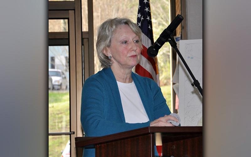 Blue Ridge resident Margaret Tilley Middleton speaks on parking and zoning changes during the Tuesday, March 30, Blue Ridge town hall meet.