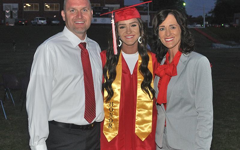 Riley Smith was one of the class of 2021 graduates honored during Copper Basin’s graduation ceremony Thursday, May  20. Smith is shown following the ceremony with her parents, Kevin and Holly Smith.