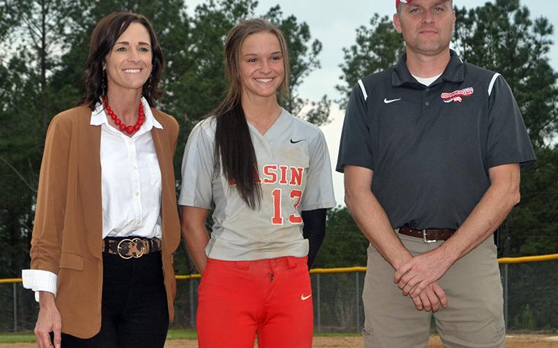 The Copper Basin Lady Cougars honored their seniors after their game against Lookout Valley Thursday, April 29. Riley Smith was one of the seniors honored and was recognized with her parents Kevin and Holly Smith.