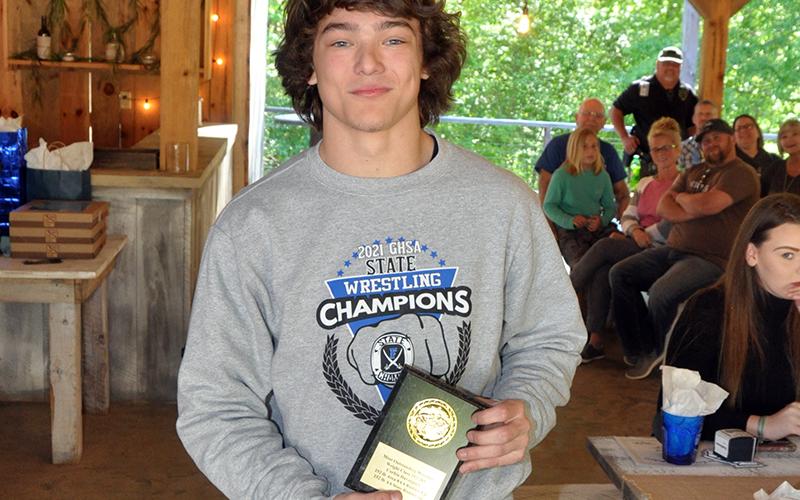 Corbin Davenport won the Most Outstanding Wrestler Award at the Rebels’ end-of-season banquet Thursday, May 6. Davenport is in the 152-pound weight class and finished as Area 8AA Runner Up and AA State Runner Up.