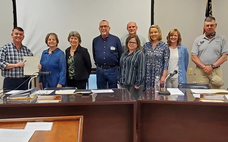 May was proclaimed Mental Health Awareness Monday by Fannin County Commission Chairman Jamie Hensley. During the signing of the proclamation at the Board of Commissioners meeting May 11 are, from left, Hensley, Sherry Morris, executive director Fannin County Family Connection; Cathy Cox-Brakefield, Family Connection board chair; Kirk Cameron, executive director of The Craddock Center; Kimberly O’Neal, executive director of the North Georgia Mountain Crisis Network; Fannin County Post 2 Commissioner Glenn Pa