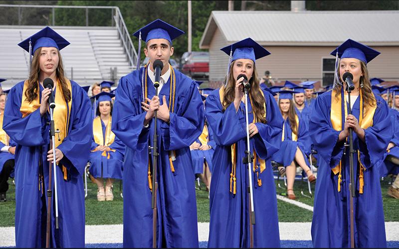 Performing “My Wish” during Fannin County High School’s graduation are Shelby Belt, Jordan Ensley, Liberty Giet and Allison Nuckolls, from left.