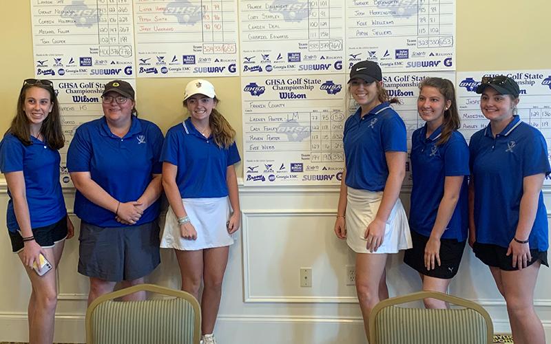 The Lady Rebels had a great outing at the AA Golf State Championship at Southern Hills Golf and Country Club May 17 through 18, in Hawkinsville, Georgia. The Lady Rebels finished seventh as a team, and Lainey Panter was able to win the individual state championship. Shown following the championship are, from left, Tempest Giet, Evie Webb, Panter, Cady Finley, Raven Porter and Ava Lackey.