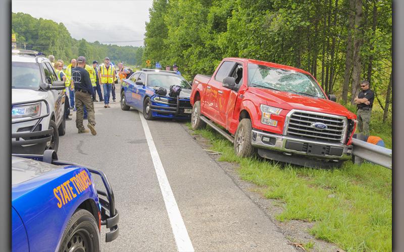 Georgia State Patrol Trooper James Martin successfully performed a Precision Immobilization Technique (PIT) maneuver to stop this red Ford F-150 pickup truck when the driver fled Friday afternoon, June 11.