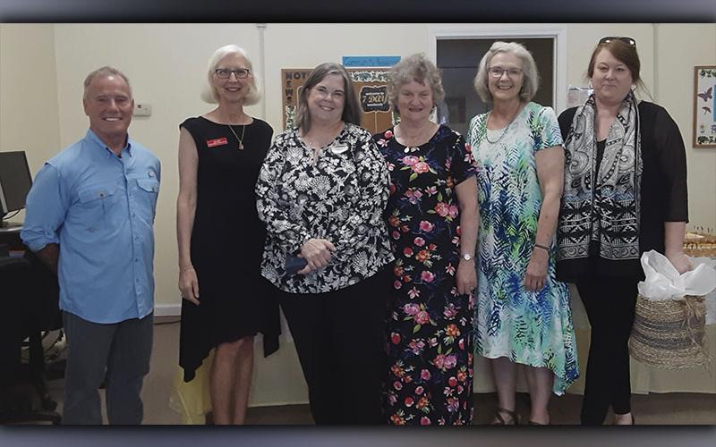 Fannin Literacy Action Group (FLAG) board members celebrated with Donna Earl during her retirement reception Wednesday, June 9. Shown during the reception are, from left, Bill Hammond, Jill Key, Earl, Beverly Whitmer, Carol Crawford and Shelby Ward.