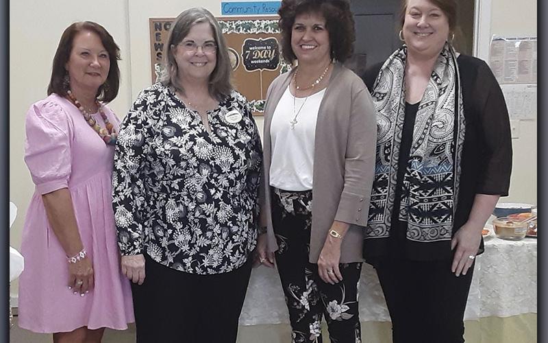Fannin Literacy Action Group (FLAG) volunteers celebrated with Donna Earl during her retirement reception Wednesday, June 9. Shown during the reception are, from left, Paula Ary, Earl, Jackie Morgan and Shelby Ward.