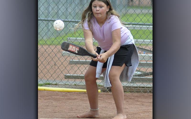 Bailey Gaddy hits a ball during the rec departments’ Summer Camp Wednesday, June 9.