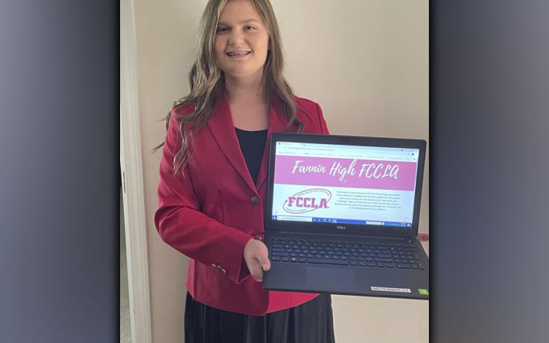 Submitted photo Fannin County High School student Gracie Stewart, a member of the Family Career and Community Leaders of America (FCCLA), scored second in National Leadership Conference competition this past June in the Chapter Website event, where she created a complete website for the local FCCLA chapter. The upcoming 11th grader competed in STAR Events competitions with FCCLA this past school year.