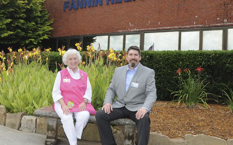 Jason Jones, chief executive officer at Fannin Regional Hospital, talked about the return of the Pink Ladies with auxiliary President Shirley Copeland last week.