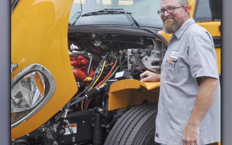 Fannin County School System bus mechanic Justin Foster makes sure buses are safe and running properly.