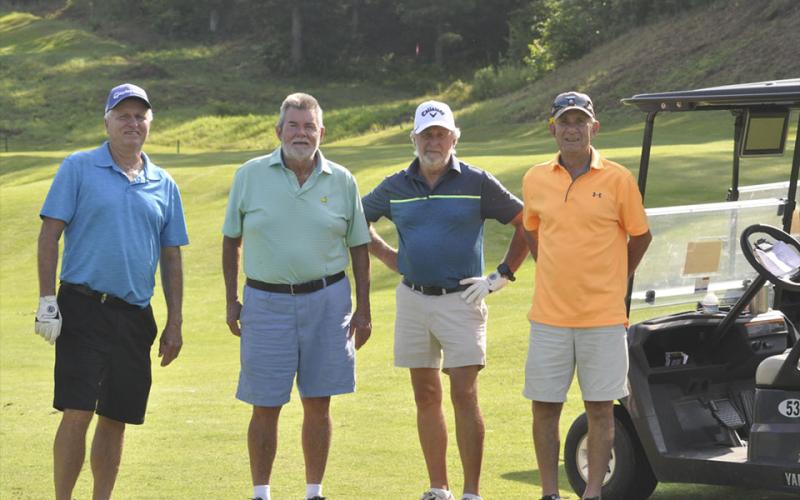 Golfers hit the course to support the Fannin County High School Football team at Old Toccoa Farms Tuesday, July 27. Golfers shown are, from left, Steve Taylor, Butch Bell, Bob Burns and  Ken Owen.
