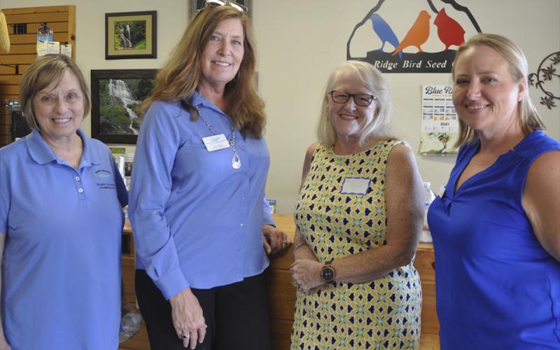 The Fannin County Chamber of Commerce held their Business After Hours event Tuesday, August 24, at the Blue Ridge Bird Seed Company. Shown are, from left, Jan Hackett, Jode Mull, Penny Ayers and store owner Jamie Davis.