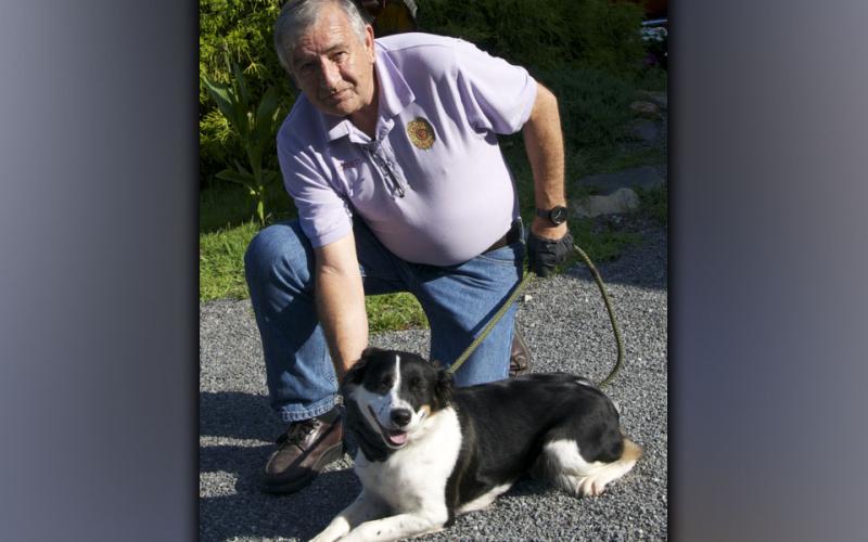 This female Border Collie mix was picked up on Quiet Lane in Blue Ridge August 11. She has a long, black and white coat. View this good girl using intake number 283-21. She is shown with animal control Interim Manager J.R. Cornett.