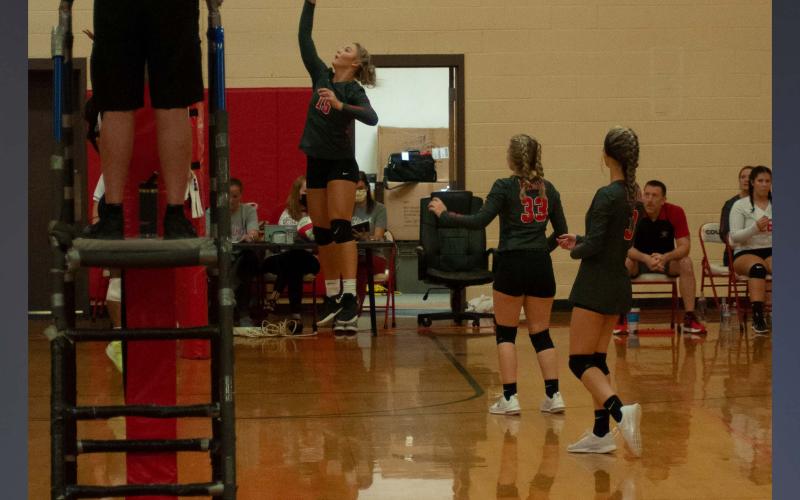 Sapporiah Ross kills the volleyball in recent action for the Lady Cougar volleyball team. The Lady Cougars swept Tennessee Christian Preparatory School Monday, September 13.