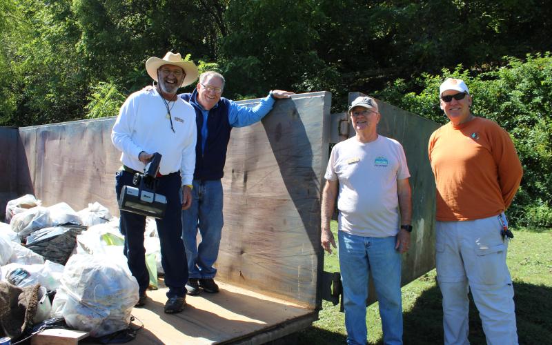 All kinds of interesting items were found in Fannin County waterways at this year’s Rivers Alive Saturday, September 25, including a vacuum cleaner found in the Toccoa River. Shown are, Joe Vivenzo, Carl Riggs, John Jenkins and Jim Reich of Blue Ridge Mountain Trout Unlimited.