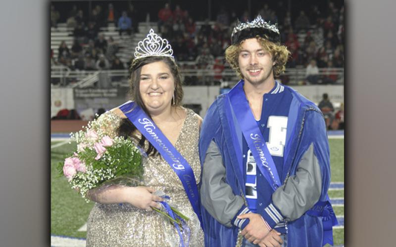 Kalliee Stanley, left, was crowned the 2021 Fannin County Homecoming Queen, while Jackson Davis was crowned Homecoming King during halftime of Fannin County’s game against Chattooga Friday, October 22.