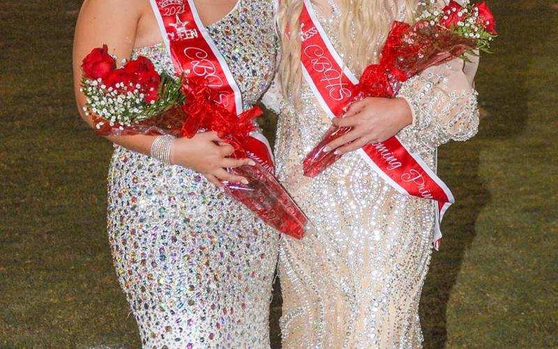 Ally Foster, left, was crowned Homecoming Queen and Sapporiah Ross was crowned Homecoming Princess during ceremonies last week at Copper Basin High School. The event took place during halftime of the Cougars football game against the Bradley Knights.
