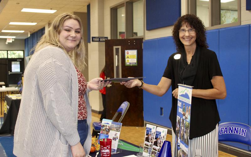 Fannin County High School Senior Rylynn Boatright spoke with North Georgia Technical College Director of Student Affairs Kristie Gibbs Friday, October 22, at the Probe College Fair held in the Fannin County High School gym.