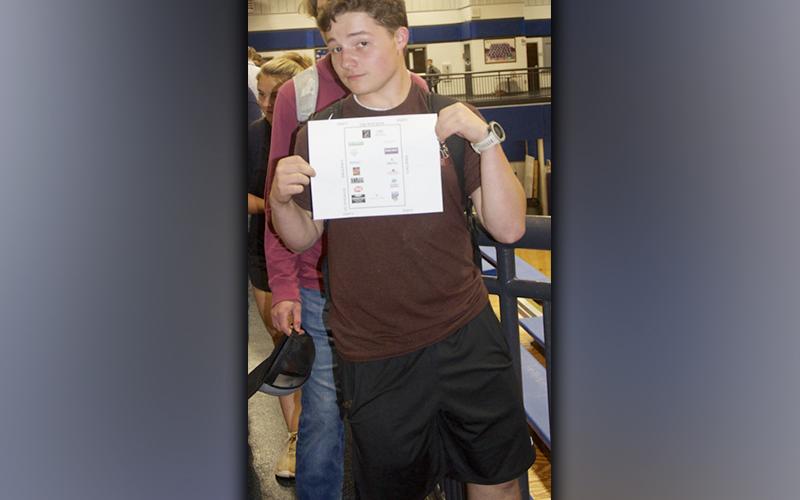 Perusing the options, Dawson Acuff holds up the map of the Job Fair that was organized by the Fannin County Development Authority for Fannin County High School students seeking part-time positions.