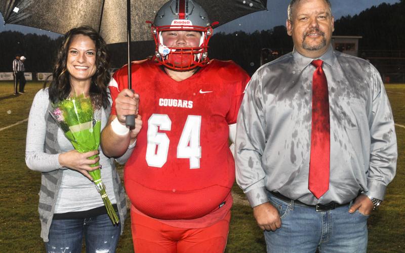 Copper Basin football senior Brock Whitaker was recognized during the Cougars last home football game of the season Friday, October 29. Whitaker was recognized with his parents Manda Mathews and Chad Whitaker.