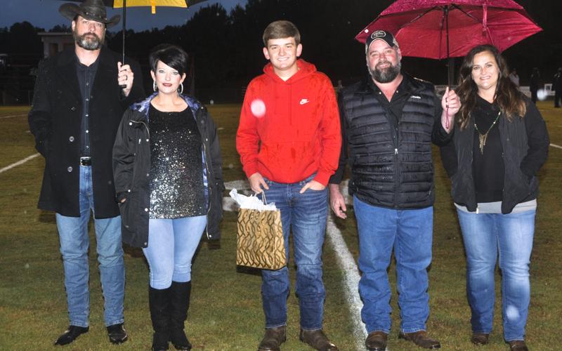 Copper Basin senior golfer Evan Bobo was recognized with the rest of the band, cheer, football and golf seniors during the Cougar’s final home football game of the season Friday, October 29. Shown during the ceremony are, from left, Nathan Parris, father; Jaime Parris, mother; senior Bobo; and Brandon and Audrey Bobo.