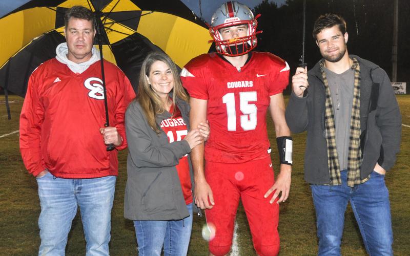 Copper Basin football senior Joe Boggs was recognized during the Cougars last home football game of the season Friday, October 29. Shown during the ceremony are, from left, Rusty Boggs, father; Karen Boggs, mother; senior Boggs and Dylan Boggs, brother.