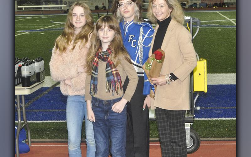 Fannin County High School band senior Ava Hasson was recognized along with the other band seniors Friday, November 5, at Fannin’s last home football game of the regular season. Among well wishers are, from left, Katherine Hasson, Georgia Hasson, senior Ava Hasson and Audrey Hasson.