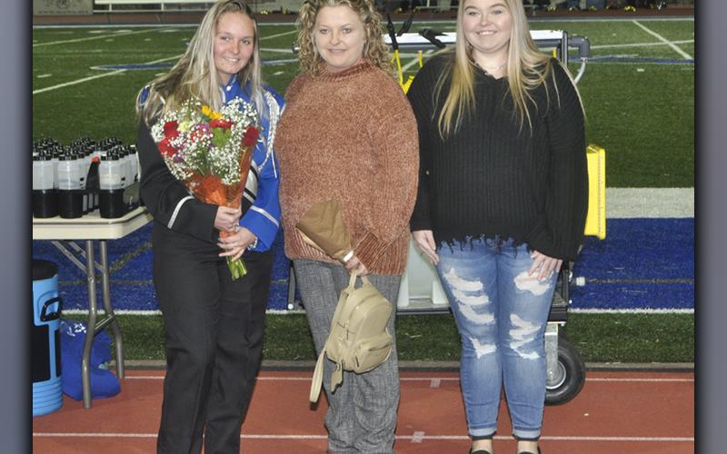 Fannin County High School band senior Aerial McKinney was recognized along with the other band seniors Friday, November 5, at Fannin’s home football game. Among well wishers with McKinney include Tammy Lowery and Jersey Lowery.