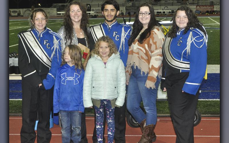 Justin Tanner was recognized with the other band seniors during Fannin County High School’s senior night ceremony Friday, November 5. Among well wishers with Tanner include, from left, front, Thomas Tanner and Madeline Tanner; and back, Tierra Tanner, Melanie Tanner, senior Justin Tanner, Tiffany Tanner and Jacqlyn Tanner.