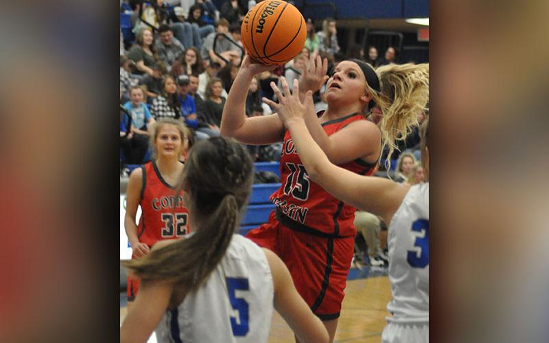 Destiny Pittman goes up for a two-point basket in the Lady Cougars game against the Fannin County Lady Rebels in the first night of the ETC Tip Off Tournament Saturday, November 20.
