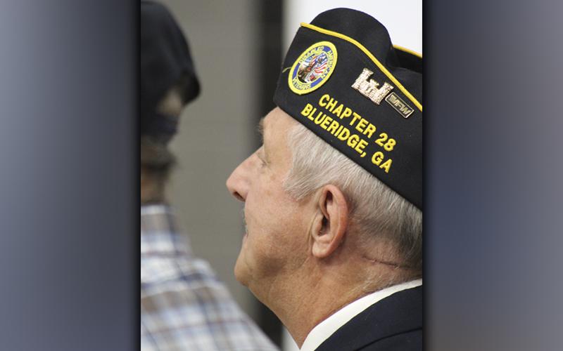 North Georgia Honor Guard member Sonny Payne attended the Blue Ridge Elementary School Veterans Day ceremony November 10. Students sang military and patriotic songs, read poems, handed out thank you cards and more for the veterans who attended and those that could not.