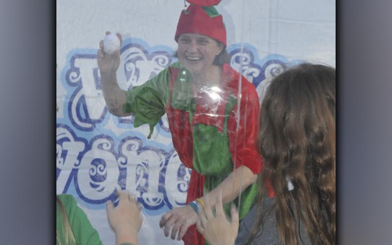 Pam Patterson was one of Santa’s helpers during the Winter Wonderland event held at the Fannin County Recreation Center Friday, December 3. Patterson was in a giant snow globe and interacted with kids.