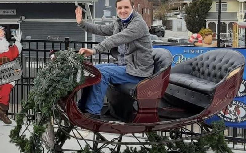 Jonathan Waters, a client from the Mineral Springs Center, enjoys an outing in downtown Blue Ridge.