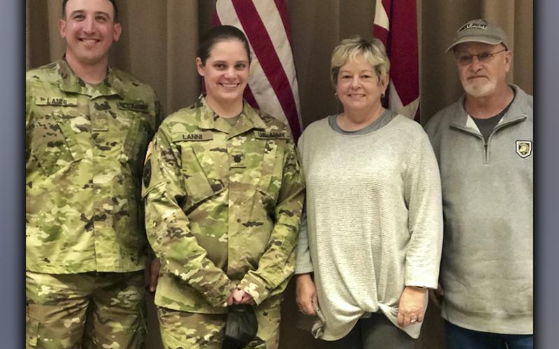 Lieutenant Colonel Abby Lanni is shown with her family, from left, husband Steve, and parents Julie and Terry Arp following her promotion ceremony November 23.
