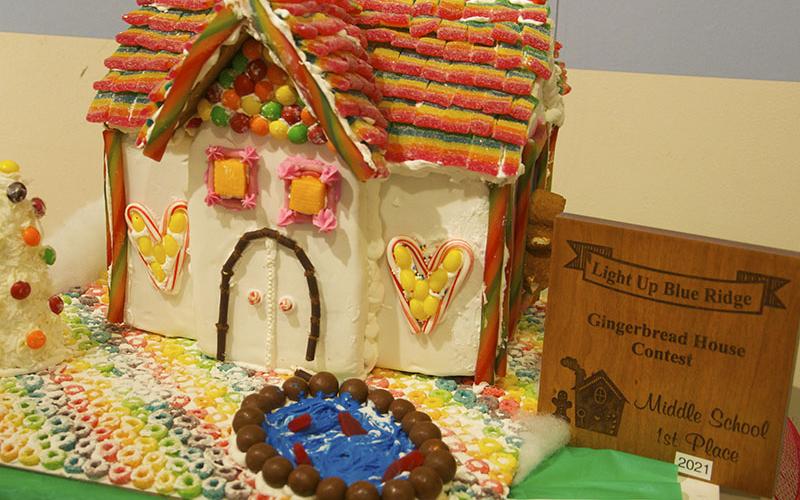 “Paige’s Whimsical Winter Wonderland” by Fannin County Middle School student Paige Billups took first place in the middle school category of Light Up Blue Ridge’s Gingerbread House contest. A full village of gingerbread creations are on display now through December 12 at The Art Center, 420 West Main Street, Blue Ridge.