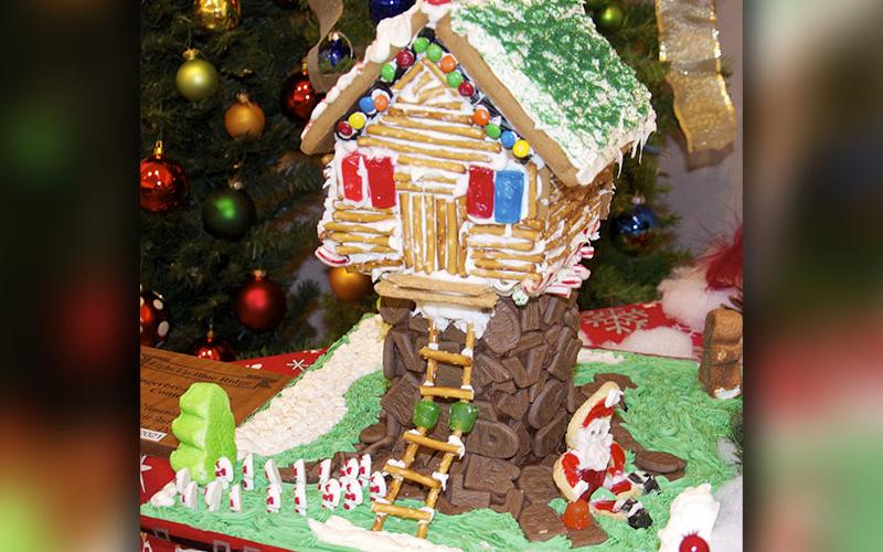 “Kay’s Treehouse” by Katherine Ludwig took first place in the elementary school grades one through three category for Light Up Blue Ridge’s annual Gingerbread House Contest. A full display of gingerbread creations fill an entire gallery in The Art Center.